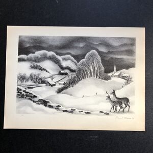 Ernest Fiene "Winter Evening" 1930s Art Print Treasury Collection Sketch Vtg